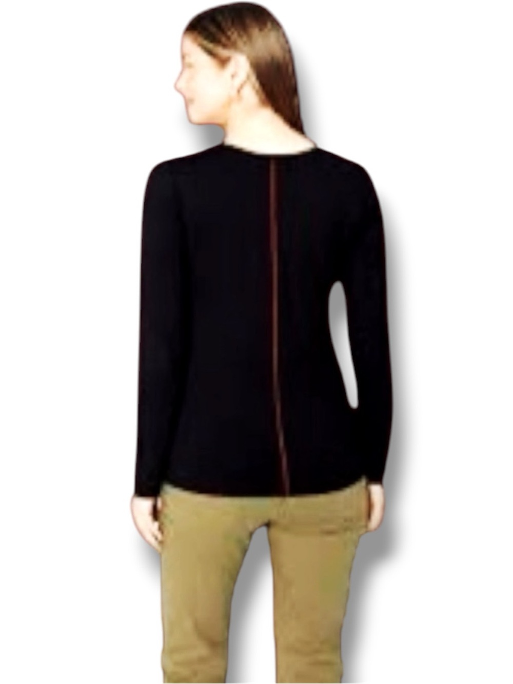 Gottex Studio NWT (Nordstrom) Top Black Modal Ribbon Detail Long Sleeve Size L